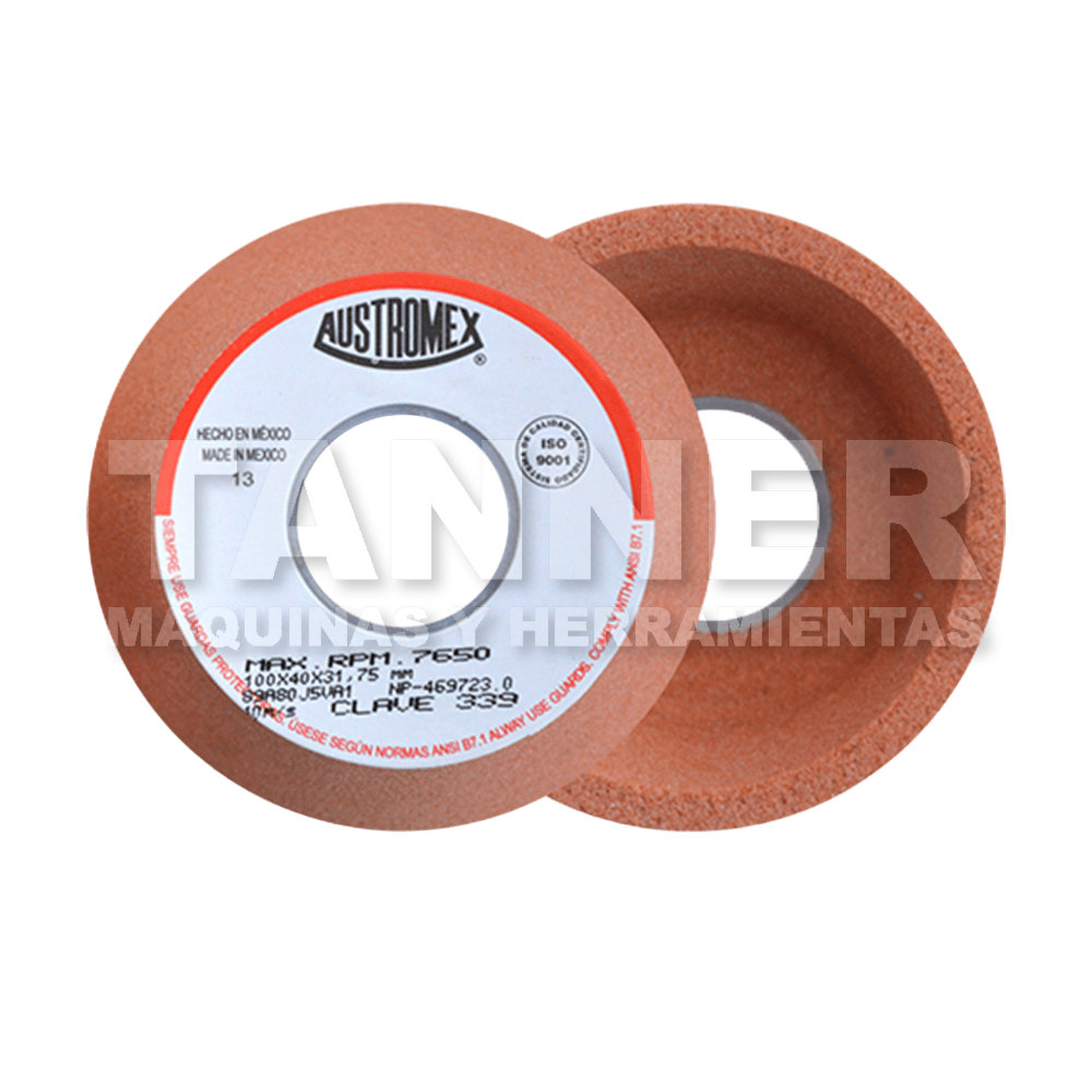 RUEDA NARANJA VITRIFICADA PARA ESMERILADO DE ACERO 100X40X31.75 89A80J5VA1