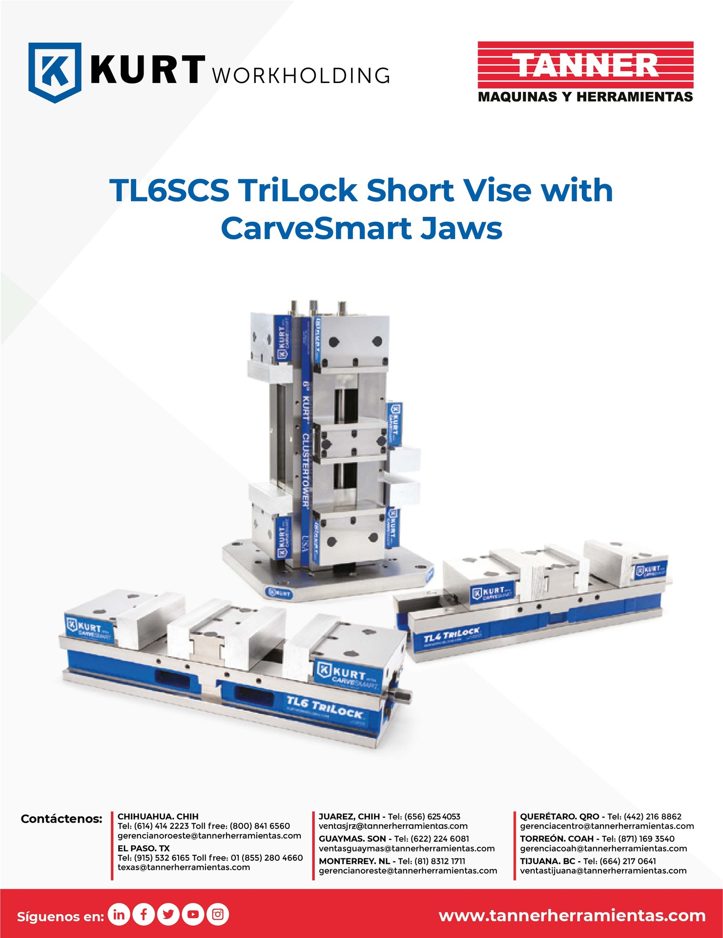 TL6SCS TriLock Short Vise with CarveSmart Jaws